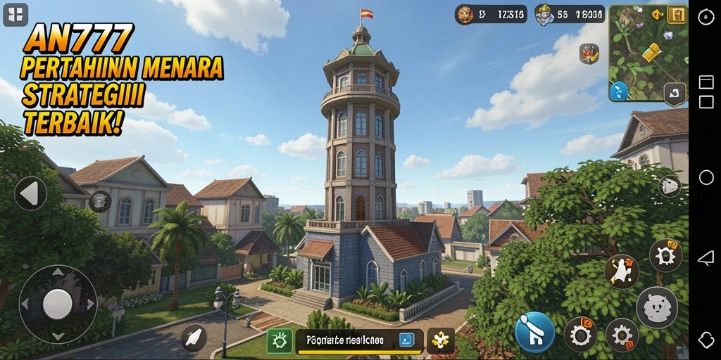 Screenshot AN777 menampilkan aksi gameplay Tower Defense yang menegangkan.