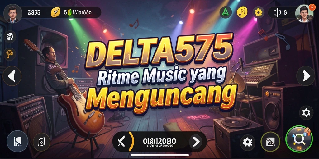 Tampilan gameplay DELTA575 yang menampilkan permainan musik seru.