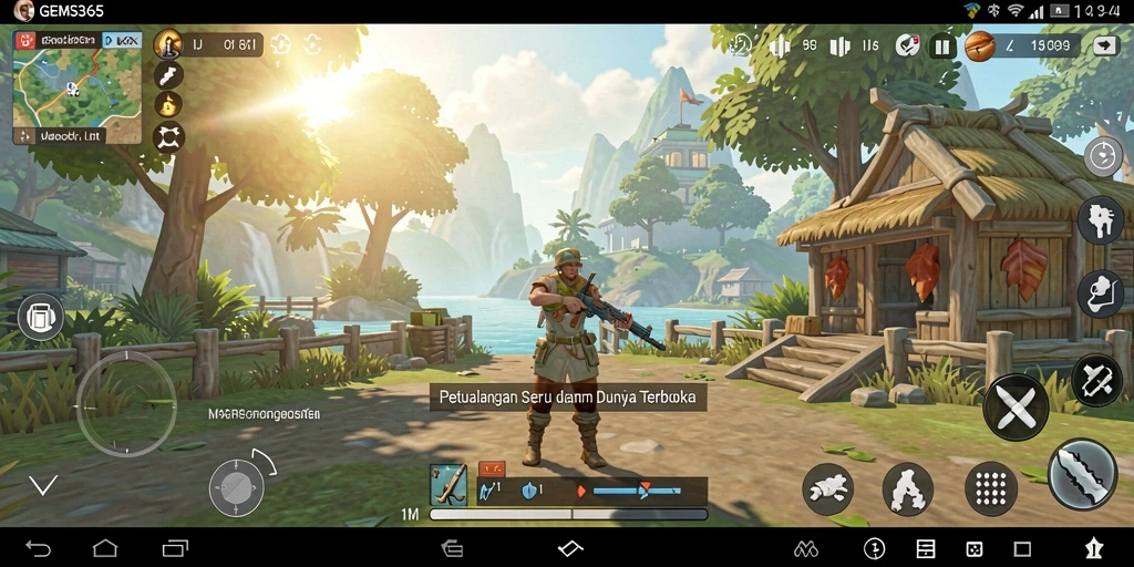Tampilan gameplay GEMS365 yang memukau dalam dunia terbuka.