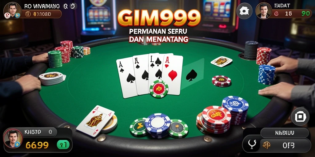 Tampilan gameplay seru dalam GIM999 dengan fitur poker interaktif.