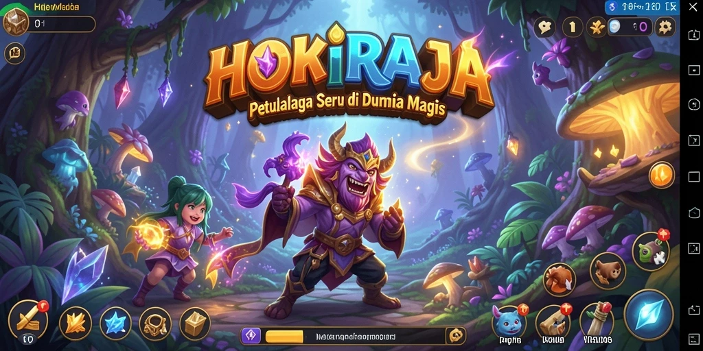 Screenshot menampilkan aksi seru petualangan di HOKIRAJA.