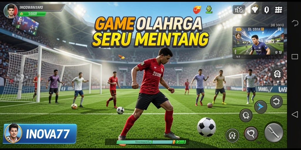 Tangkapan layar INOVA77 menunjukkan pertandingan olahraga yang intens dan menyenangkan.
