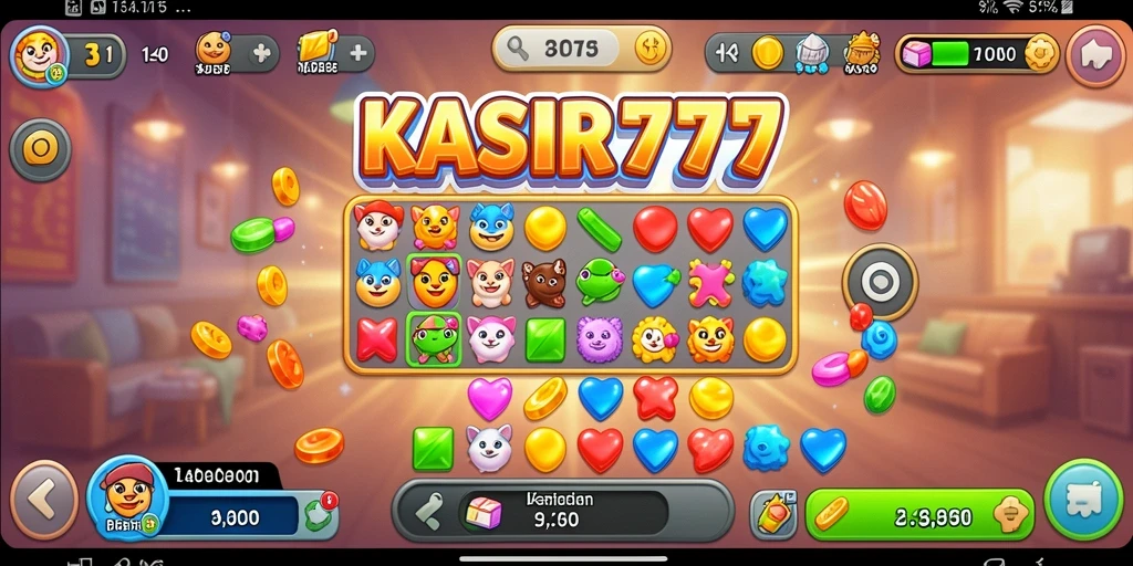 Screenshot gameplay KASIR777 yang menunjukkan aksi Match-3 yang seru.