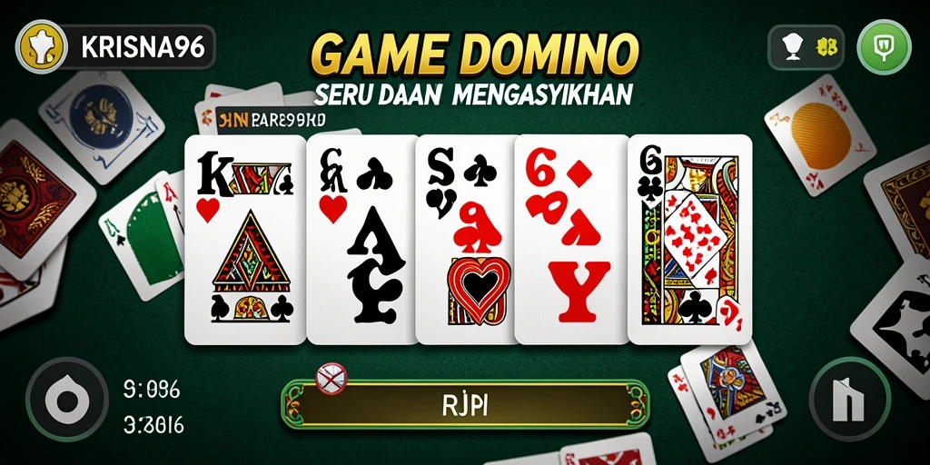Tampilan gameplay domino yang menegangkan dan seru.