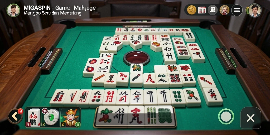 Screenshot utama MIGASPIN menampilkan aksi match 3 ubin Mahjong.