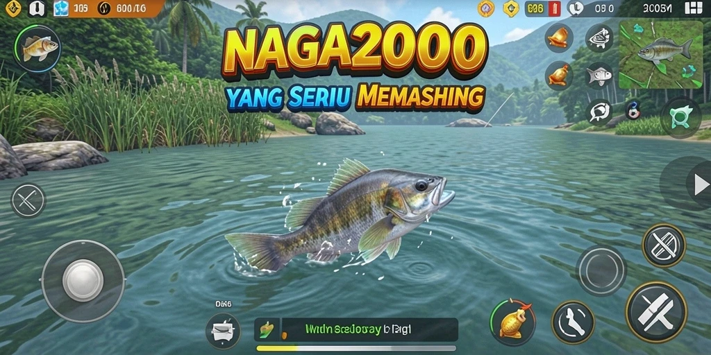 Screenshot permainan NAGA2000 menunjukkan pengalaman memancing yang mendebarkan.