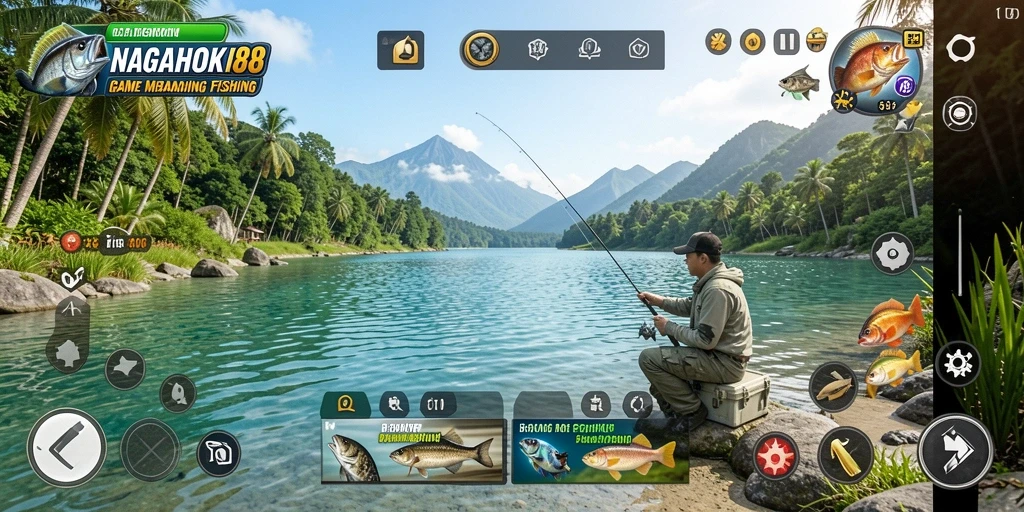 Screenshot utama NAGAHOKI88 menampilkan aksi seru memancing.