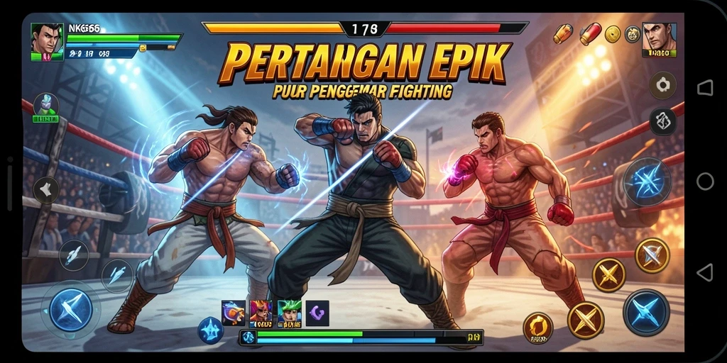 Screenshot NK666 menampilkan aksi pertarungan yang mendebarkan dan karakter yang beragam.