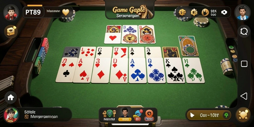 Tampilan menarik gameplay Gaple di PT89 yang mengasyikkan.