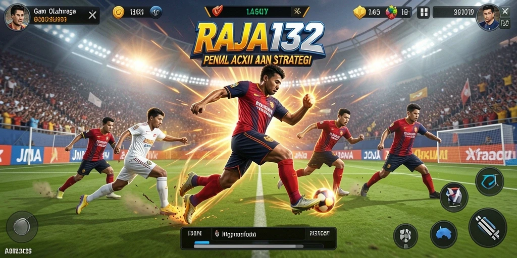 Screenshot utama RAJA132 menampilkan pemain dalam aksi olahraga intens.