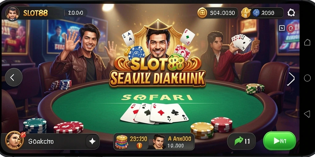 Tangkapan layar gameplay SLOT88 menunjukkan keseruan bermain poker.