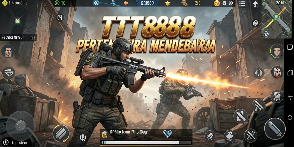 Tampilan gameplay intens TTT888 dengan aksi tembak-menembak yang mendebarkan.