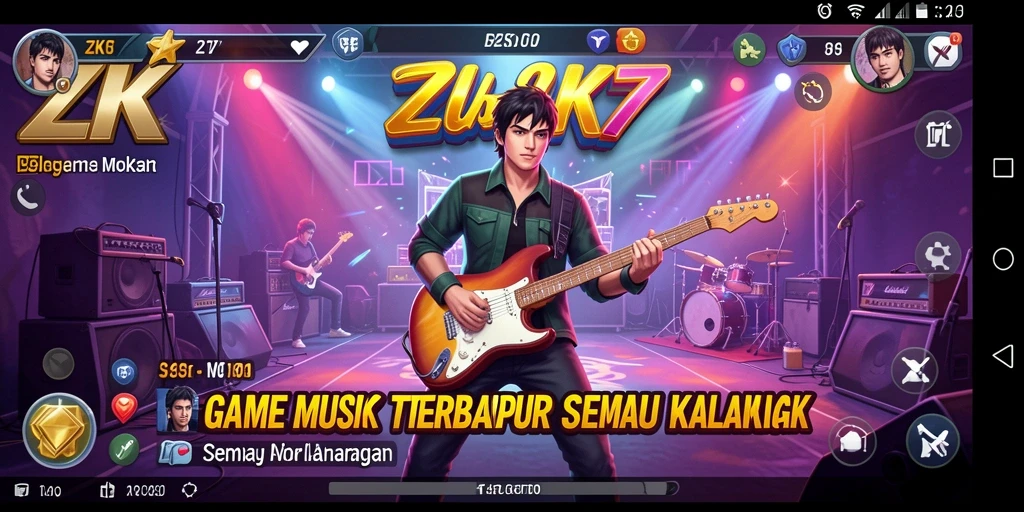Tampilan gameplay ZK7 yang seru dan interaktif dengan musik.